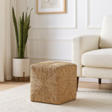 Sagebrook 18X18" RATTAN SQUARE OTTOMAN, NATURAL
