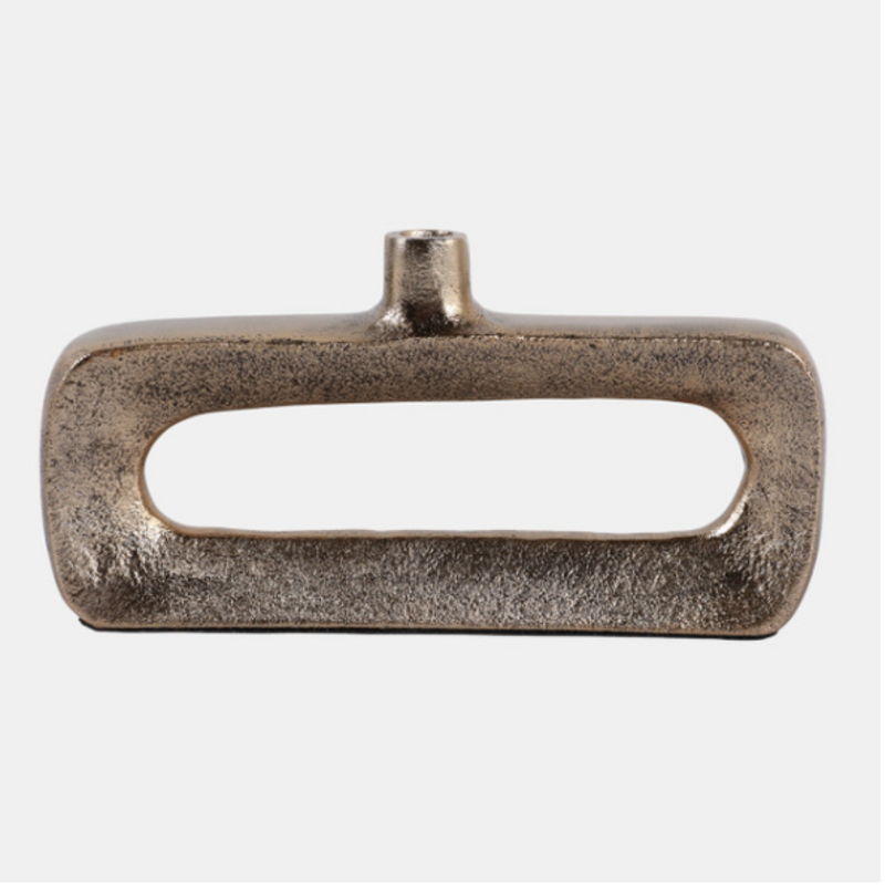 ELEVARRE 8X4" OPEN CUT-OUT SHORT BUD VASE, ANTIQUE GOLD