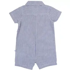 RuffleButts + RuggedButts Baby Boys Blue Seersucker Button-Up Romper