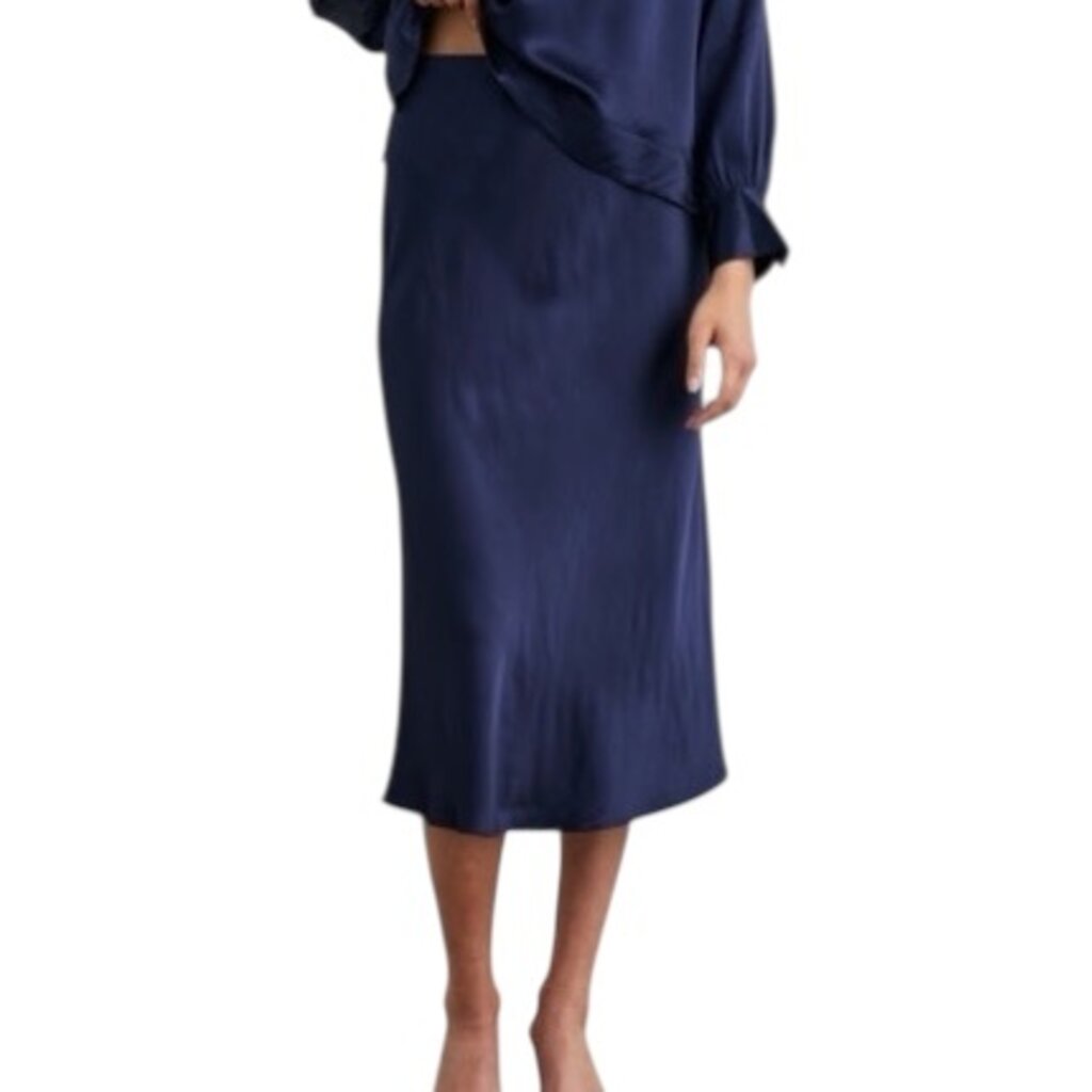 Rails ANYA SATIN MIDI SKIRT NAVY