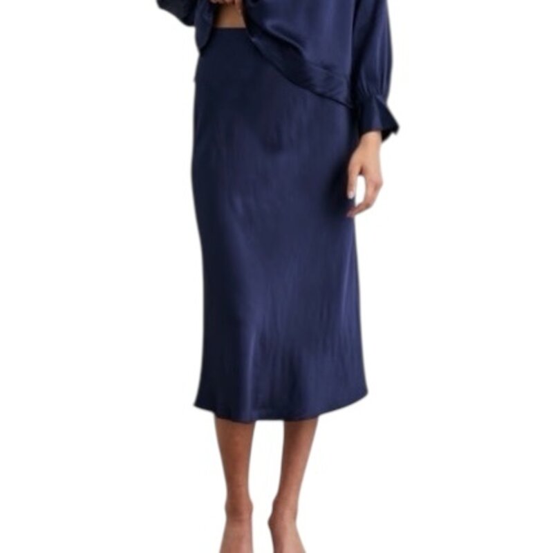 Rails ANYA SATIN MIDI SKIRT NAVY