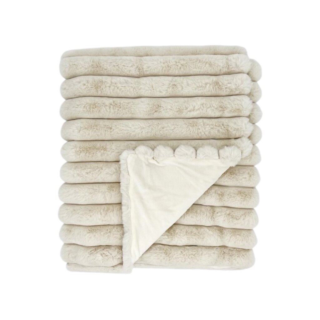 GLORY WISDOM PUFFY FAUX FUR THROW, 50"X60" × 1 VANILLA