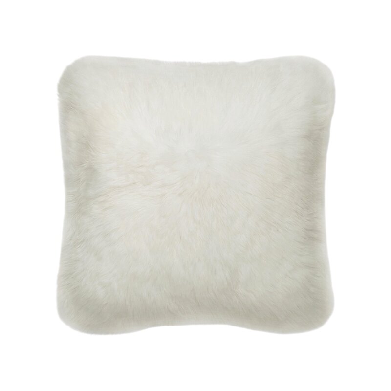 GLORY WISDOM CHARLIE SHEEPSKIN PILLOW, NATURAL IVORY 22"X22" / SINGLE-SIDED