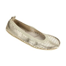 YOSI SAMRA SAMARA GOLD PERFORATED BALLET SLIPPER AS SIZED