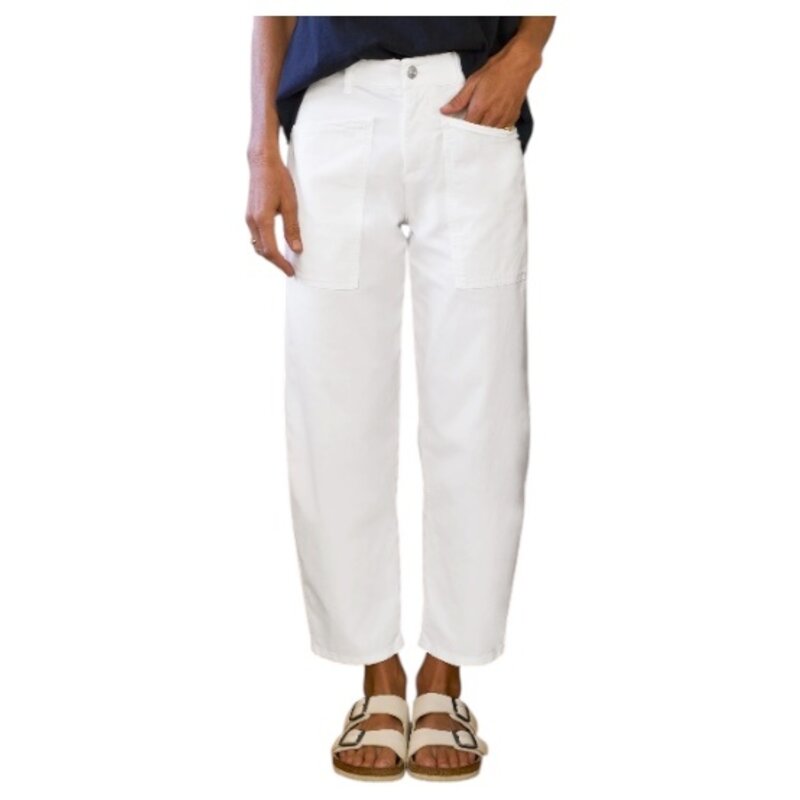 Frank & Eileen BRAY Everyday Barrel Pant WHITE TWILL