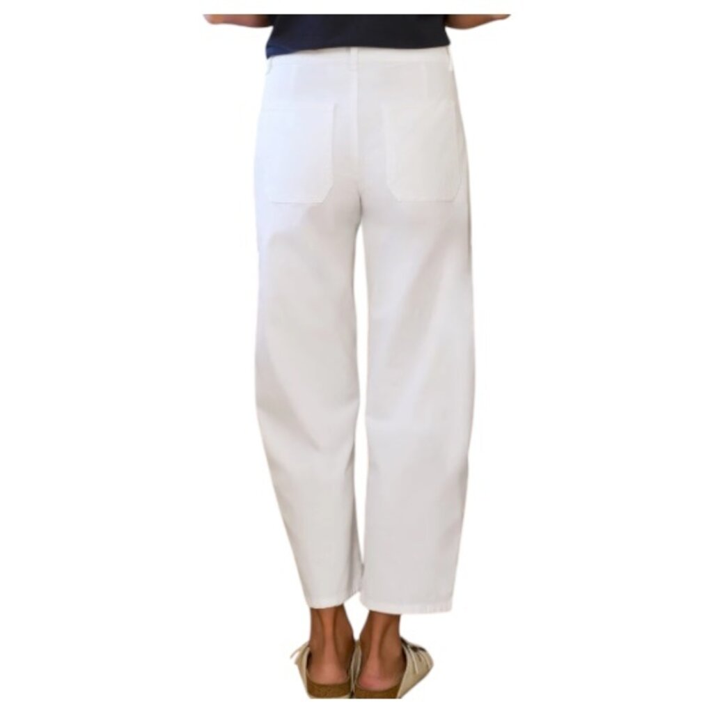 Frank & Eileen BRAY Everyday Barrel Pant WHITE TWILL