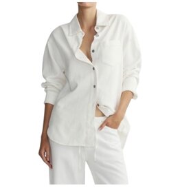 DL1961 Faye Oversized Shirt in WHITE AURA
