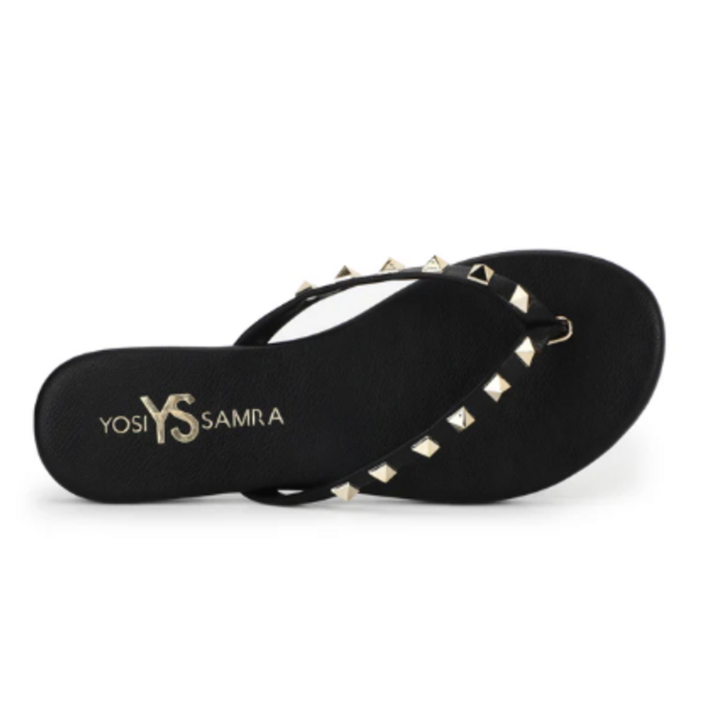 YOSI SAMRA Rivington Stud Flip Flop in Black/Gold As Sized
