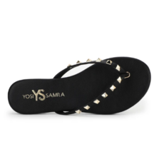 YOSI SAMRA Rivington Stud Flip Flop in Black/Gold As Sized