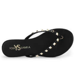 YOSI SAMRA Rivington Stud Flip Flop in Black/Gold As Sized