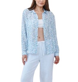 CLASSIC BUTTON DOWN SHIRT-BLUE DITSY FLRL PRNT