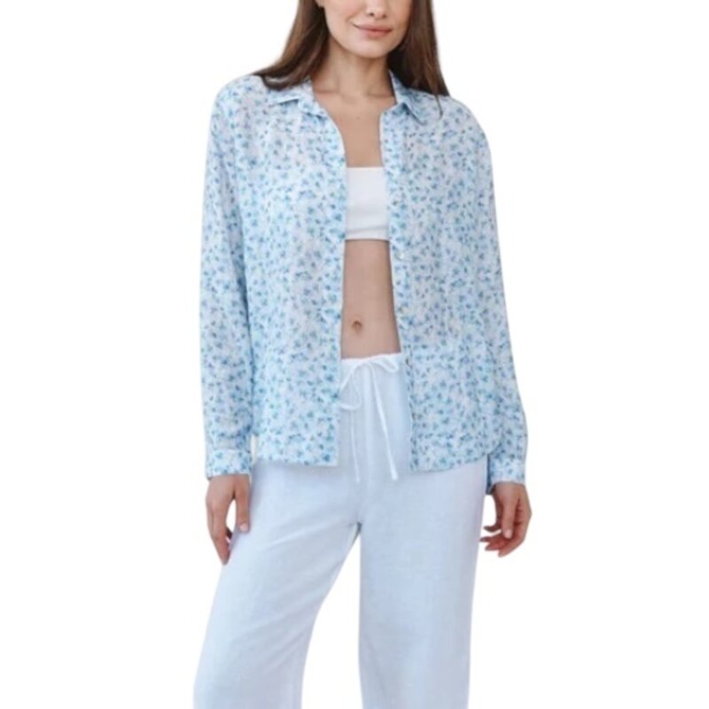 CLASSIC BUTTON DOWN SHIRT-BLUE DITSY FLRL PRNT