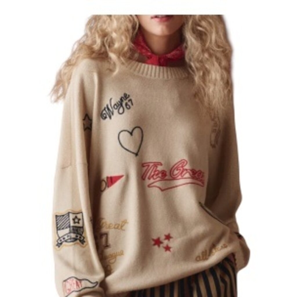 The Great The Embroidered Oversize Crew Pullover