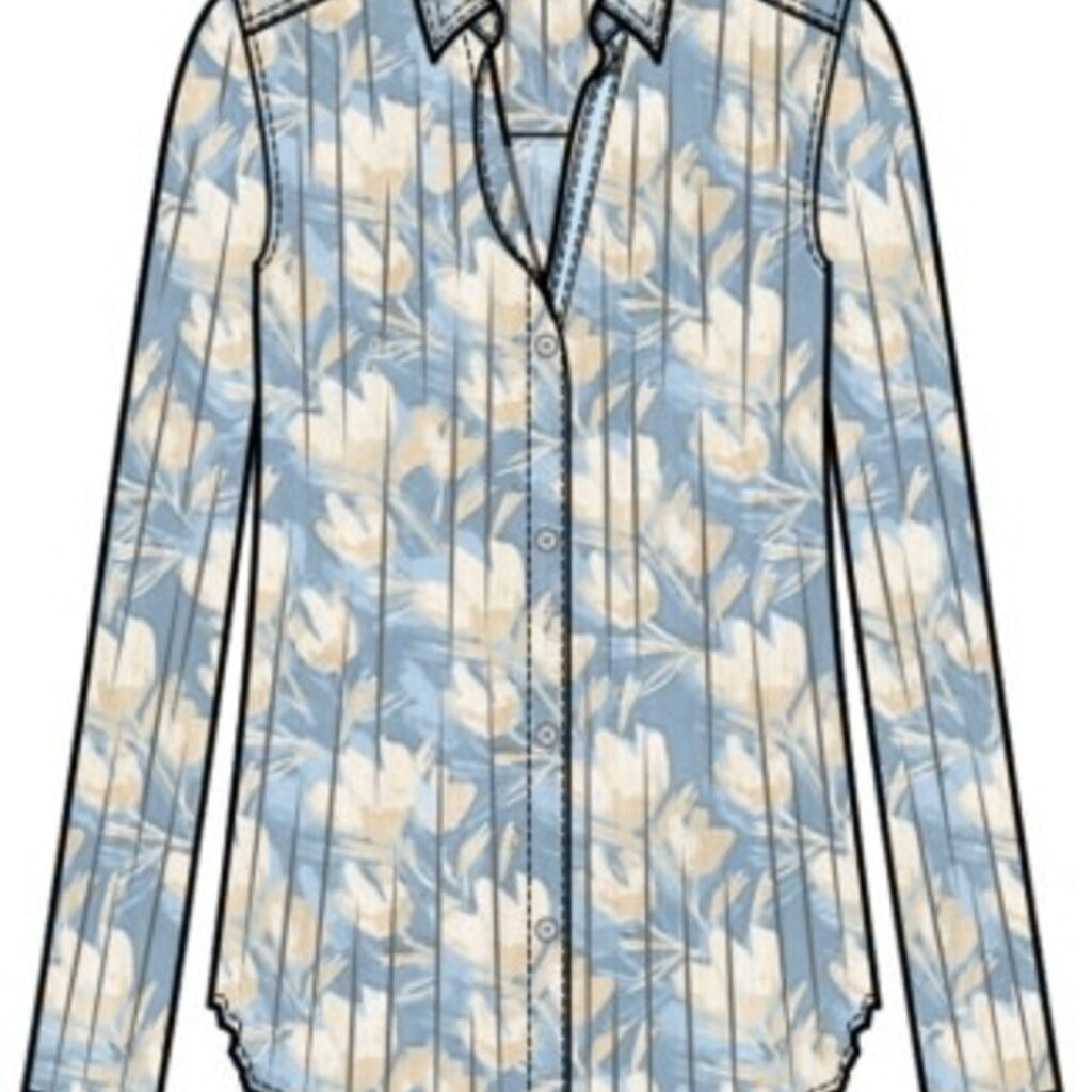 NIC+ZOE SHADOW FLORAL CORE COTTON SHIRT