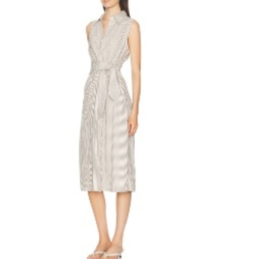 FAVORITE DAUGHTER THE GOOD BEHAVIOR DRESS SOFT TAUPE STRIPE