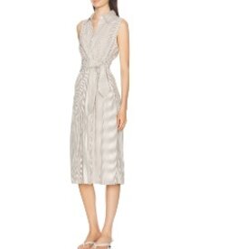 FAVORITE DAUGHTER THE GOOD BEHAVIOR DRESS SOFT TAUPE STRIPE