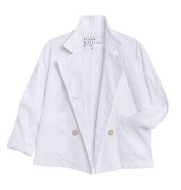 Frank & Eileen Cropped English Peacoat WHITE PREFORMANCE LINEN