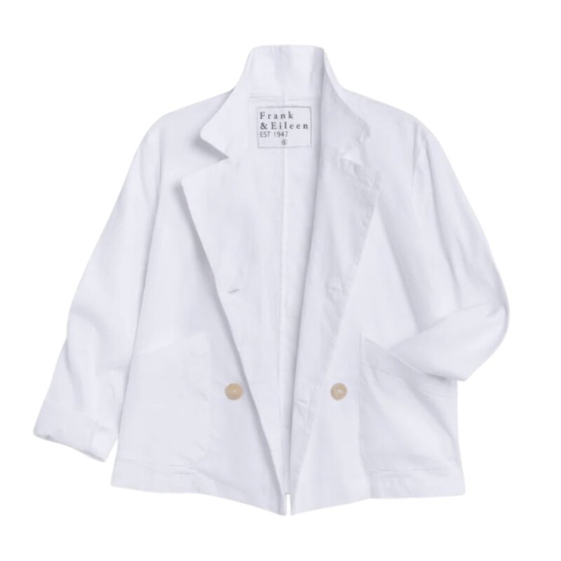 Frank & Eileen Cropped English Peacoat WHITE PREFORMANCE LINEN