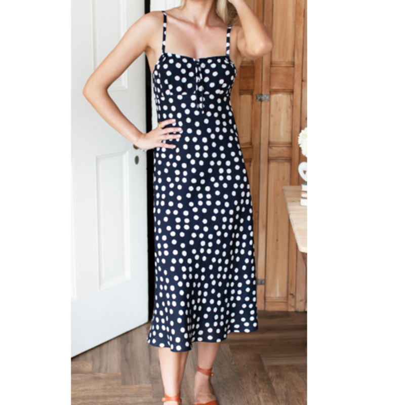 Emerson Fry Amy Bias Sundress - Large Dots Parisian Night +  Ivory