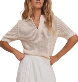 NIC+ZOE MESH POLO SWEATER