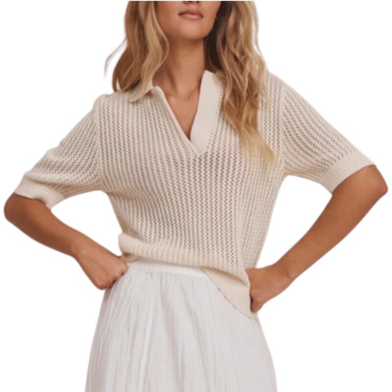 NIC+ZOE MESH POLO SWEATER