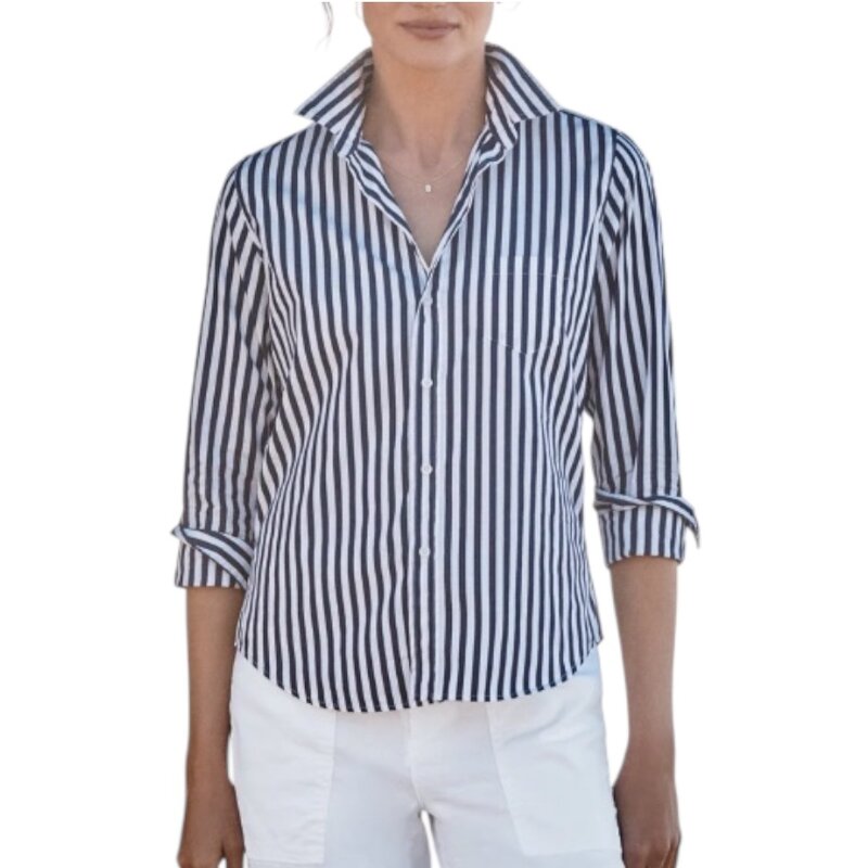Frank & Eileen Tailored Button Up Shirt Blue White Stripe