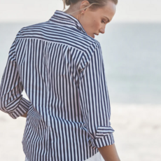 Frank & Eileen Tailored Button Up Shirt Blue White Stripe