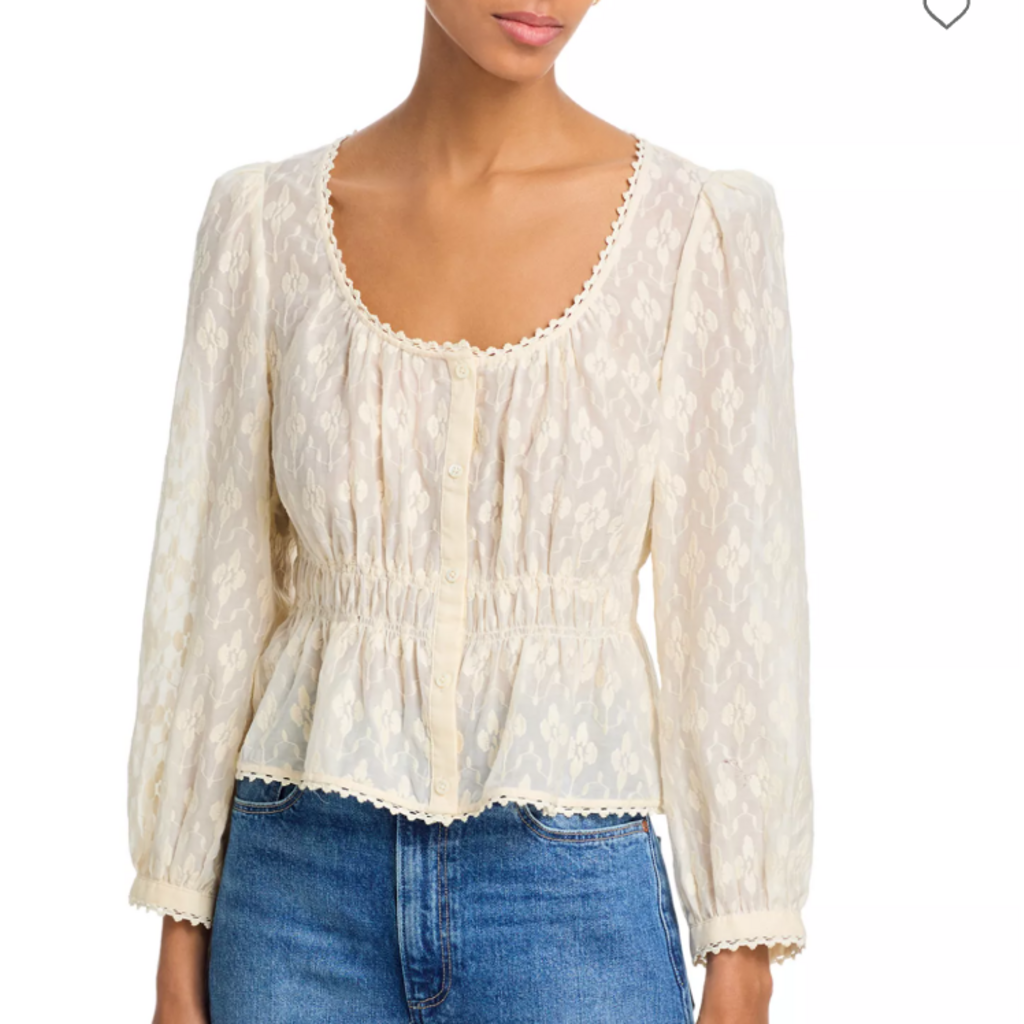 Paige JAY BLOUSE / ANTIQUE WHITE WOVEN SILK BLOUSE