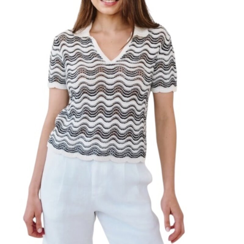 SHORT SLEEVE COLLAR SWEATER-MOONLIT W