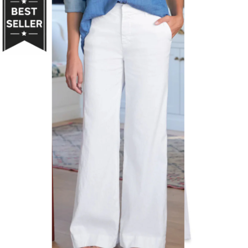 Frank & Eileen West Village - NYC Trouser WHITE PREFORMANCE LINEN
