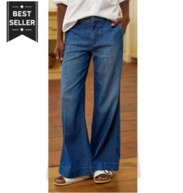 Frank & Eileen WEST VILLAGE The Italian Wide Leg Chino Washed Blue