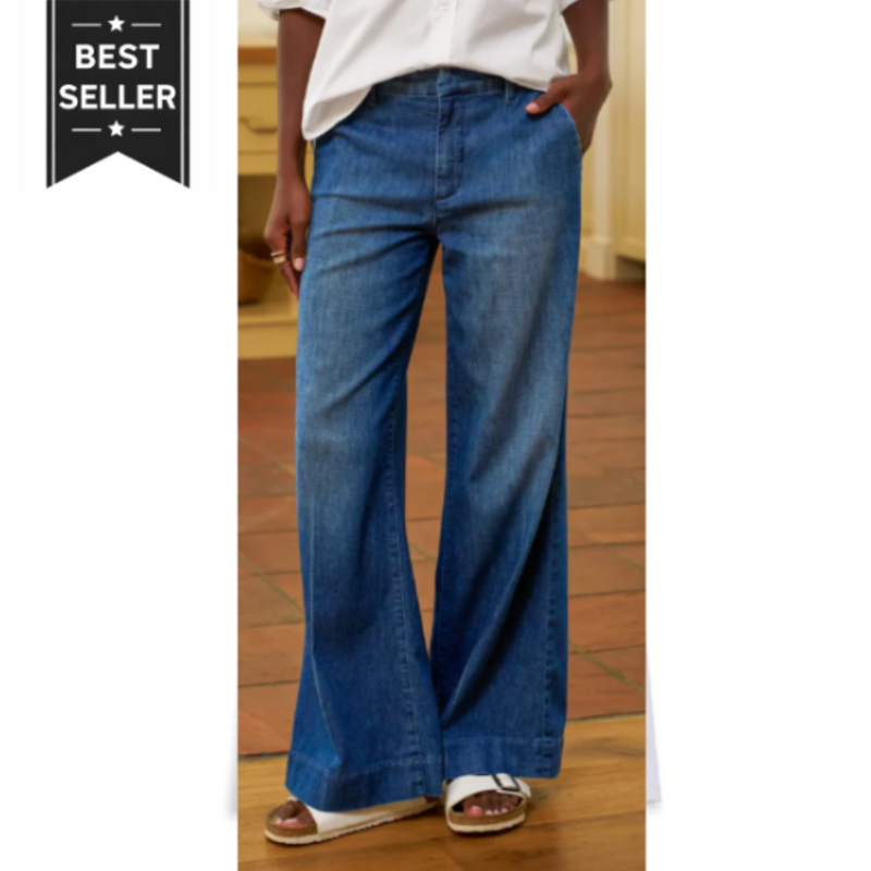 Frank & Eileen WEST VILLAGE The Italian Wide Leg Chino Washed Blue