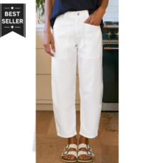 Frank & Eileen BRAY Everyday Barrel Pant WHITE TWILL