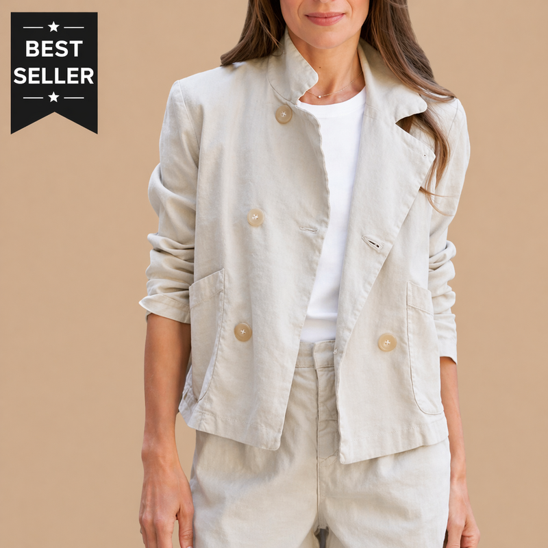 Frank & Eileen Cropped English Peacoat Cement