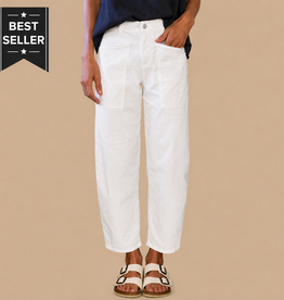 Frank & Eileen BRAY Everyday Barrel Pant WHITE TWILL