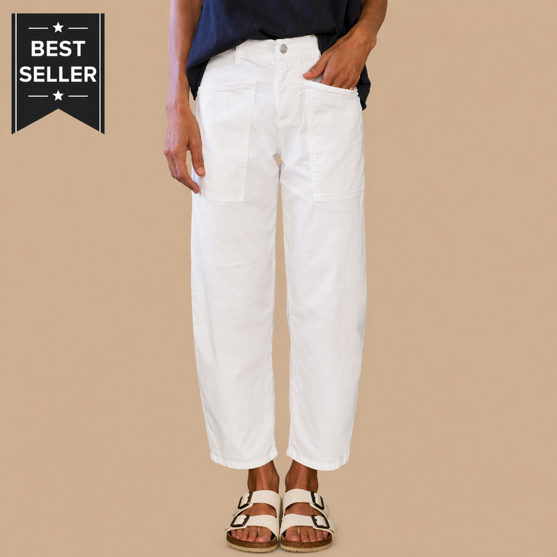 Frank & Eileen BRAY Everyday Barrel Pant WHITE TWILL