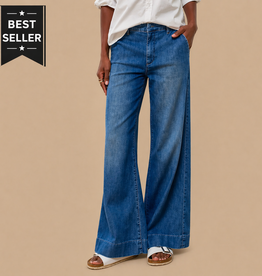 Frank & Eileen WEST VILLAGE The Italian Wide Leg Chino Washed Blue