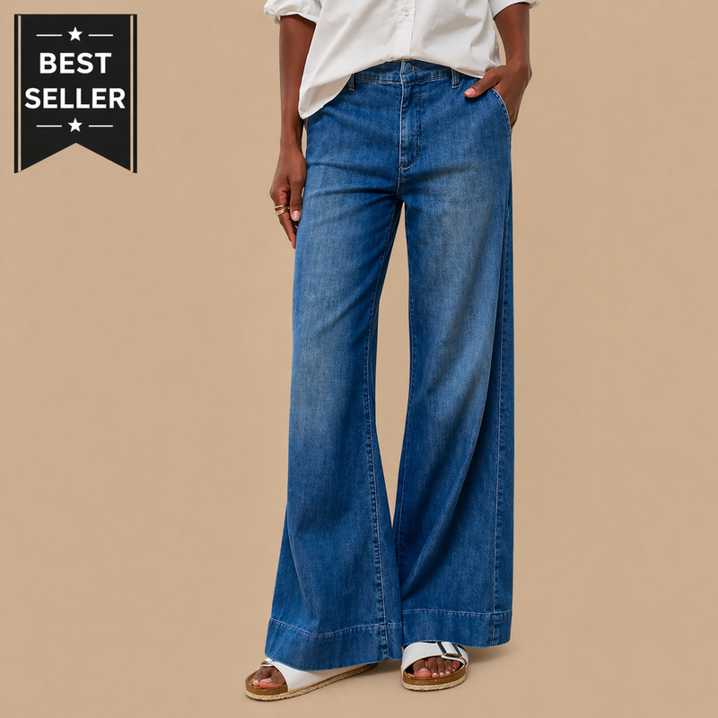 Frank & Eileen WEST VILLAGE The Italian Wide Leg Chino Washed Blue