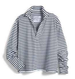 Frank & Eileen Patrick - Popover Henley White Navy Stripe