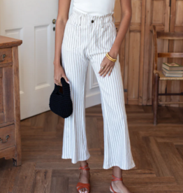 Emerson Fry Zip Front Tulip Crop Pant 2 - Almond Stripe