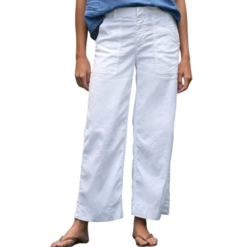 Frank & Eileen Wexford Patch Pocket Pant WHITE PREFORMANCE LINEN