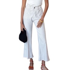 Emerson Fry Zip Front Tulip Crop Pant 2 - Almond Stripe