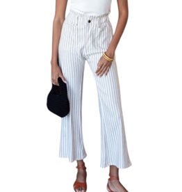 Emerson Fry Zip Front Tulip Crop Pant 2 - Almond Stripe