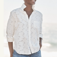 Frank & Eileen Relaxed Button-Up Shirt Textured White Flowers