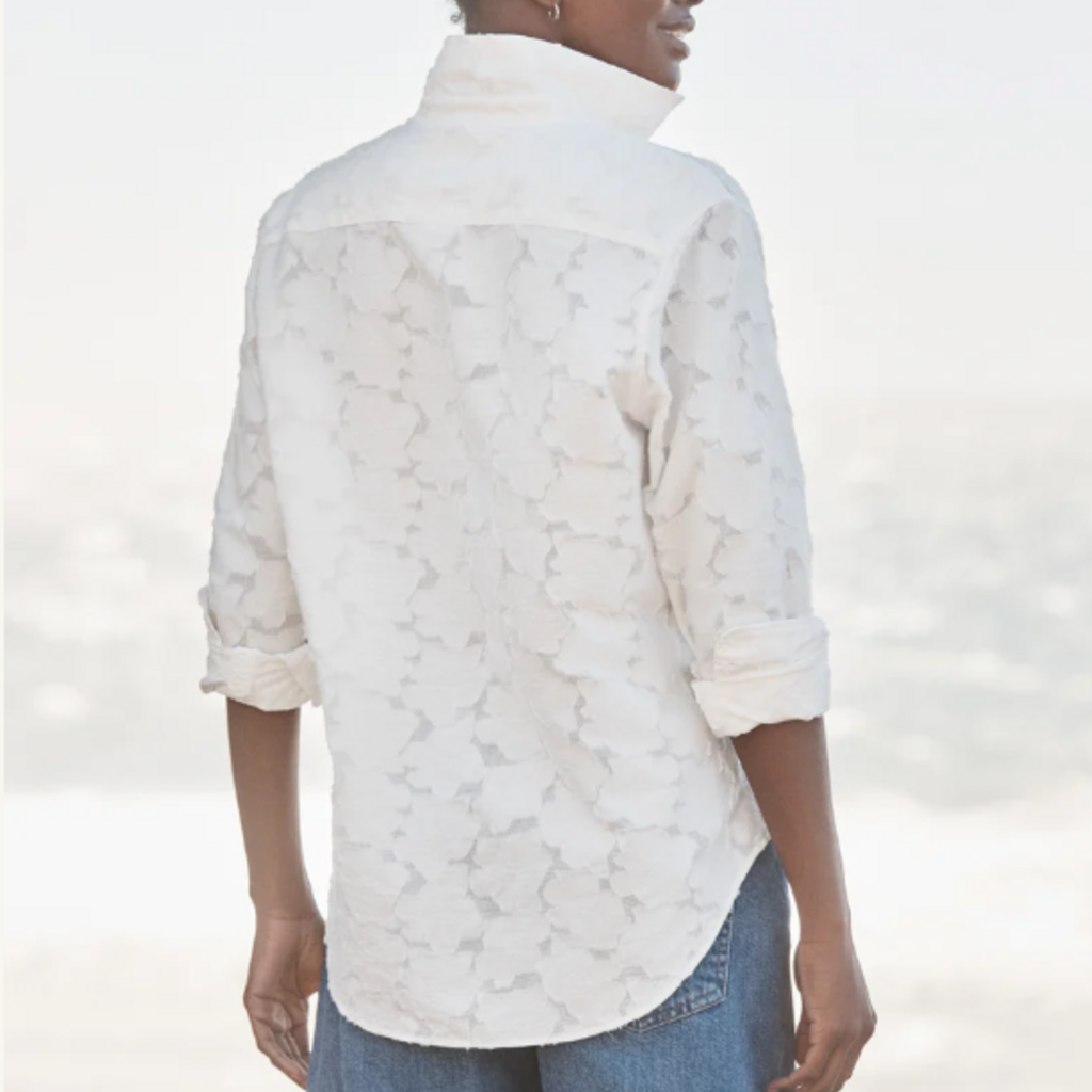 Frank & Eileen Relaxed Button-Up Shirt Textured White Flowers
