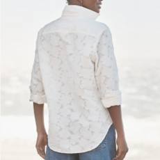 Frank & Eileen Relaxed Button-Up Shirt Textured White Flowers