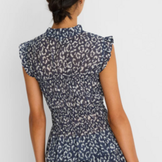 NIC+ZOE Leopard Sketch Smocked Top