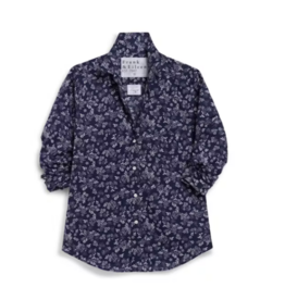 Frank & Eileen BARRY  Tailored Button Up Shirt Red Navy Flower
