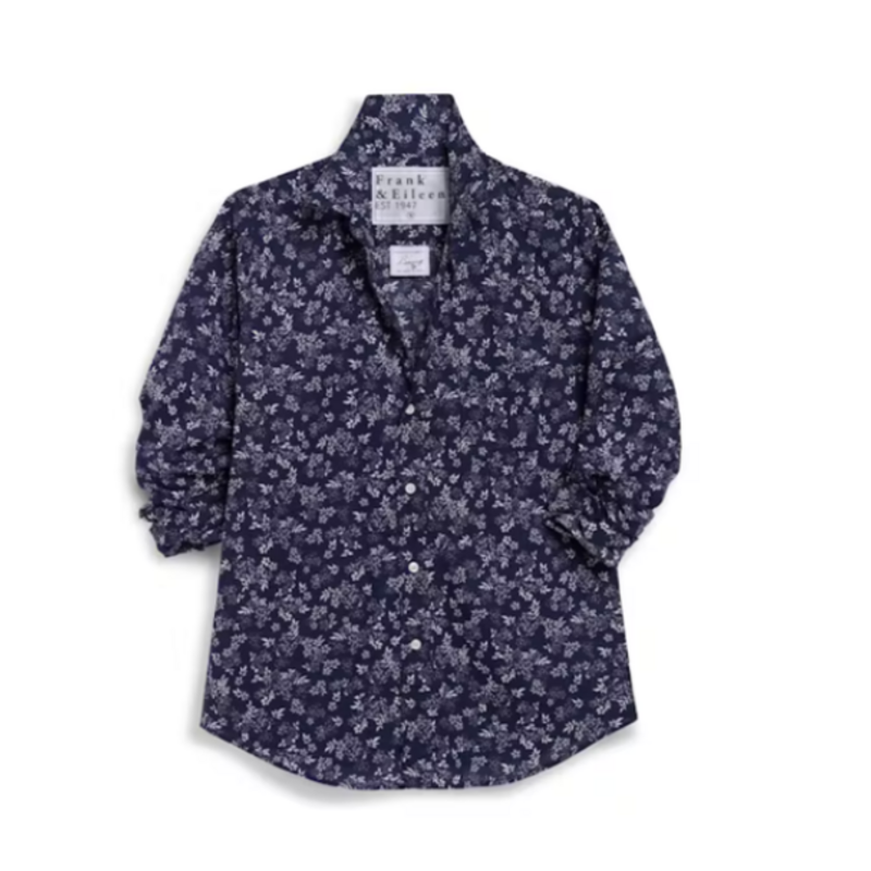 Frank & Eileen BARRY  Tailored Button Up Shirt Red Navy Flower