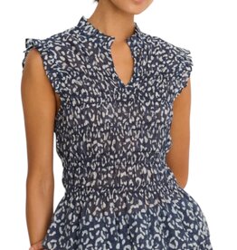 NIC+ZOE Leopard Sketch Smocked Top
